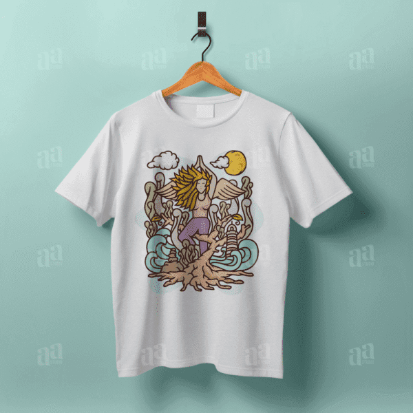 Fun Angel Yoga Cartoon Illustration, sport vector illustration.