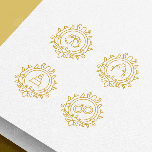 Elegant and Luxury Decorative Wedding Icon Collection, vector icon set.
