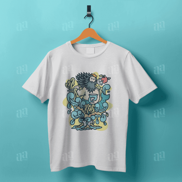 Fun Neptune Cartoon Illustration, myth vector illustration.