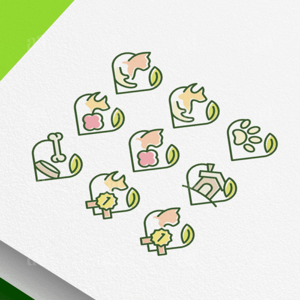 Modern Pets Icon Collection, animal vector icon set.