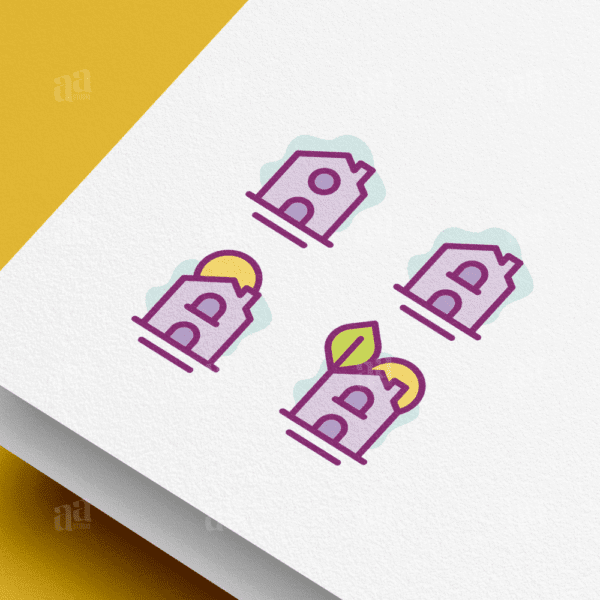 Modern and Simple Colorful House Icon Collection, real estate vector icon.