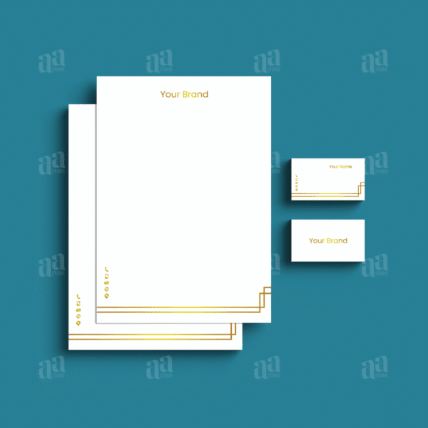 Simple Gold Minimalist Stationery Template, vector stationery design.
