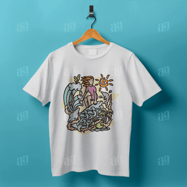 Fun Surfing Cartoon Illustration, sport vector illustration.