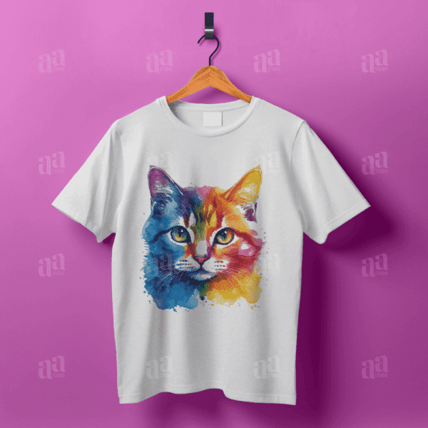 Modern Colorful Watercolor Cat Illustration, animal vector illustration.