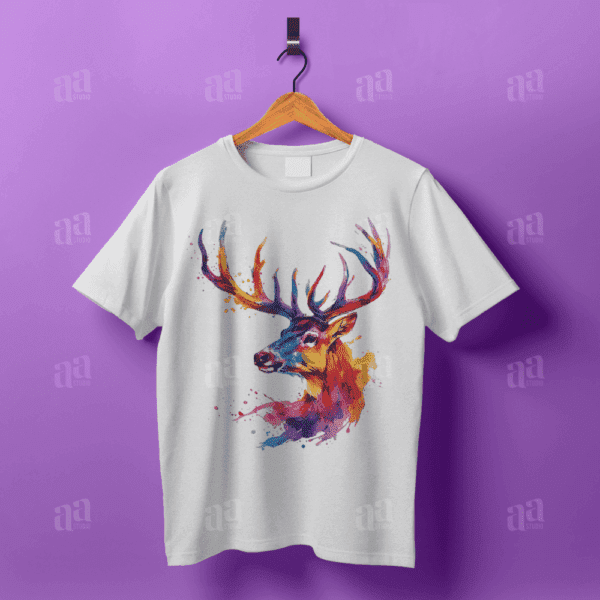 Modern Colorful Watercolor Deer Illustration, animal vector illustration.