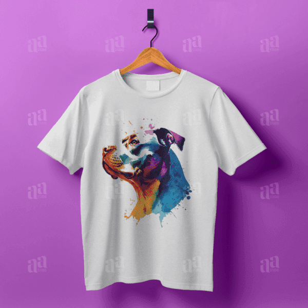 Modern Colorful Watercolor Pitbull Illustration, animal vector illustration.