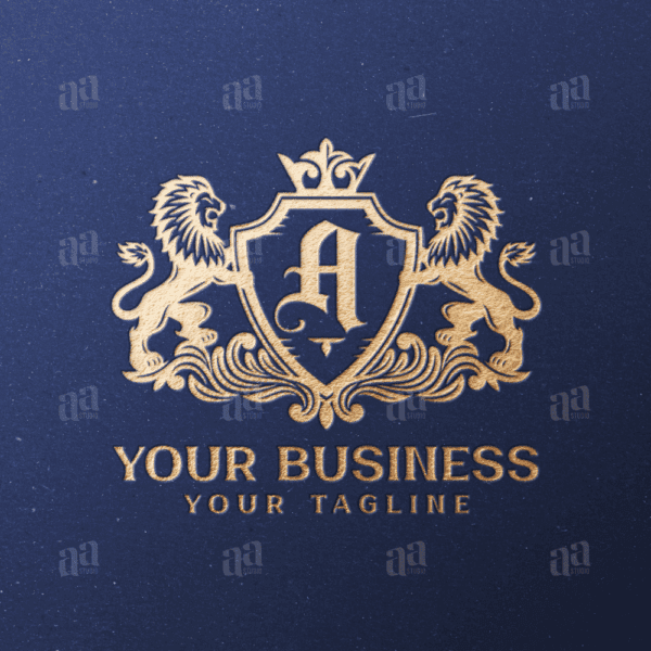 Elegant Letter A Lion Coat Of Arms, luxury logo template.