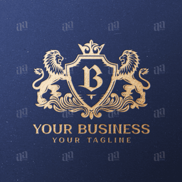 Elegant Letter B Lion Coat Of Arms, luxury logo template.