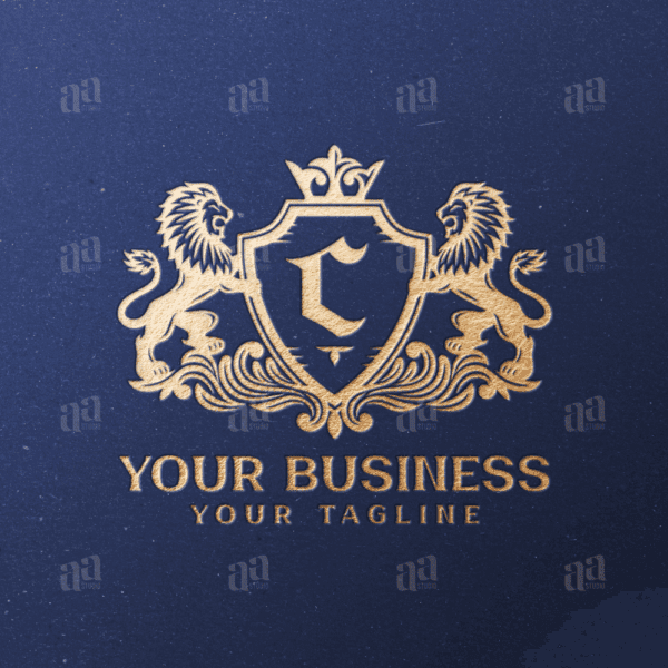 Elegant Letter C Lion Coat Of Arms, luxury logo template.