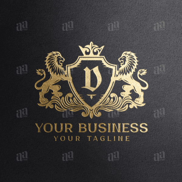 Elegant Letter D Lion Coat Of Arms, luxury logo template.