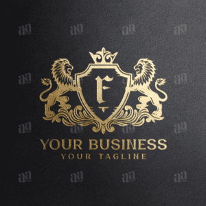 Letter F Lion Coat Of Arms Logo Template