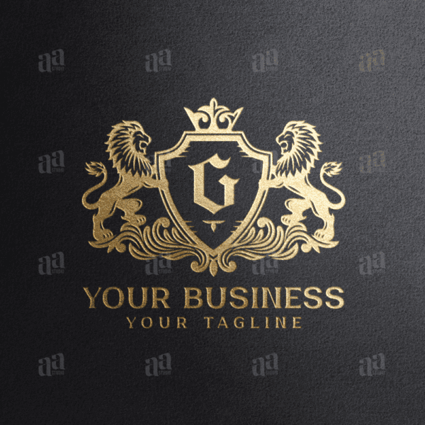 Elegant Letter G Lion Coat Of Arms, luxury logo template.