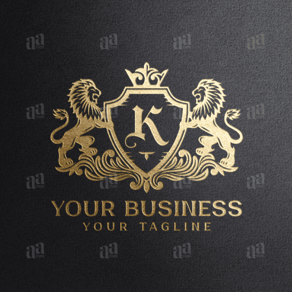 Elegant Letter K Lion Coat Of Arms, luxury logo template.