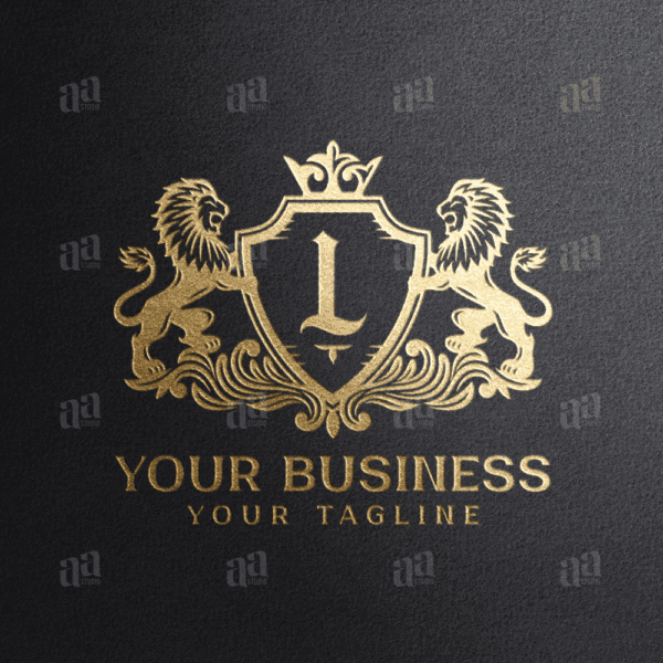 Elegant Letter L Lion Coat Of Arms, luxury logo template.