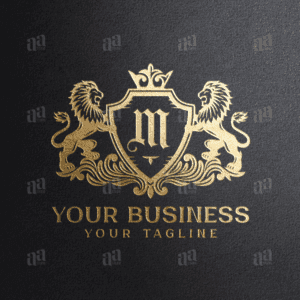 Letter M Lion Coat Of Arms Logo Template