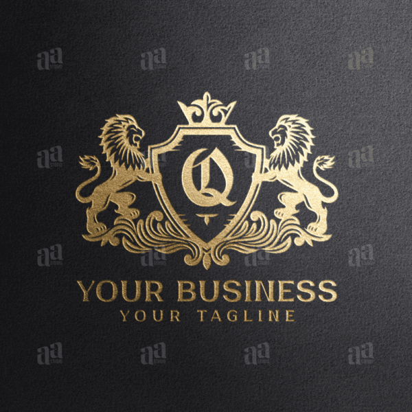 Elegant and Luxury Letter Q Lion Coat Of Arms logo, fashion logo template.