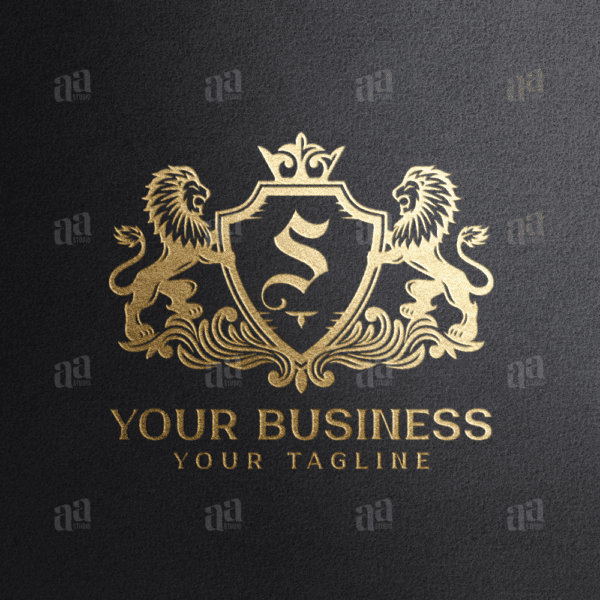 Elegant and Luxury Letter S Lion Coat Of Arms logo, fashion logo template.