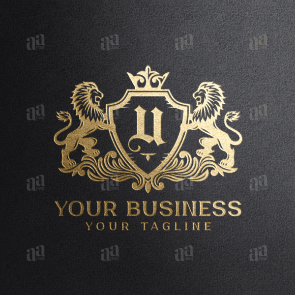 Elegant and Luxury Letter U Lion Coat Of Arms logo, fashion logo template.
