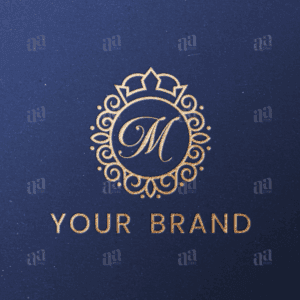 Luxury Letter M Circle Crown Ornament Logo Template
