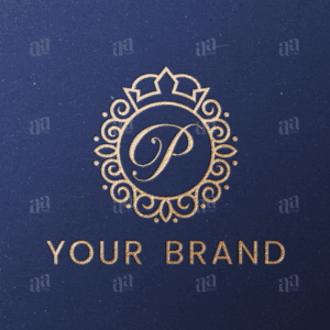 Luxury Letter P Circle Crown Ornament Logo Template