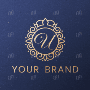 Luxury Letter U Circle Crown Ornament Logo Template