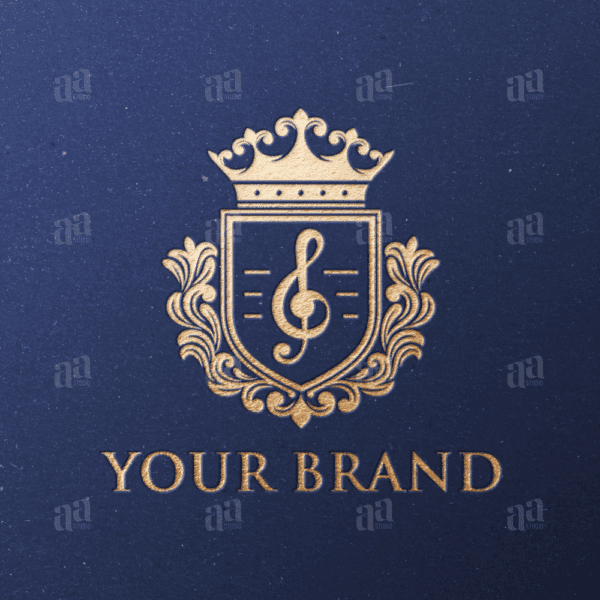 Elegant and Luxury Music Shield Decorative Logo Template, art logo template.