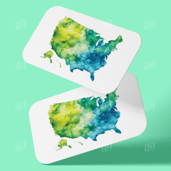 Modern Watercolor America Map, nature vector illustration.