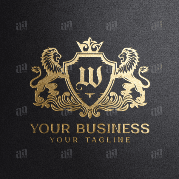 Elegant Letter W Lion Coat Of Arms, luxury logo template.