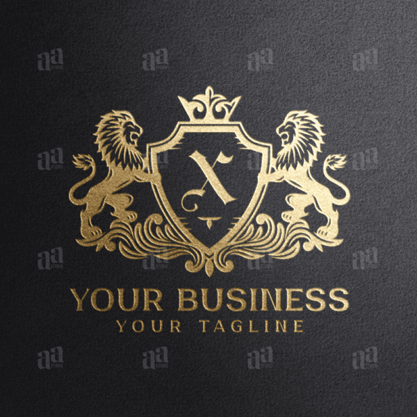 Elegant Letter X Lion Coat Of Arms, luxury logo template.