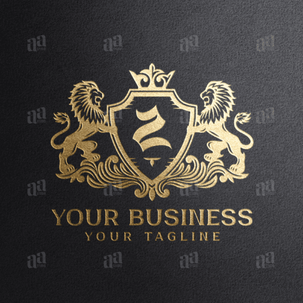 Elegant Letter Z Lion Coat Of Arms, luxury logo template.