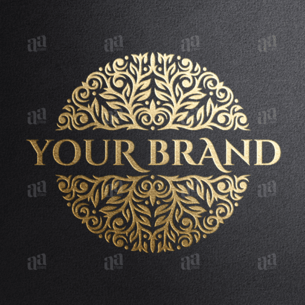 Luxury Circle Decorative Frame Logo, fashion logo template.