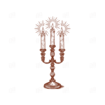 Hand Drawn Candle In The 3 Arms Candle Holder Illustration