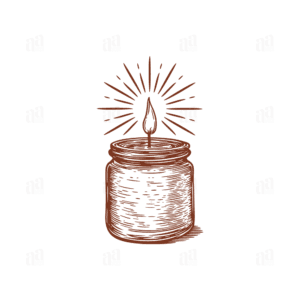 Hand Drawn Candle In The Jar Illustration, homeware vector illustration.