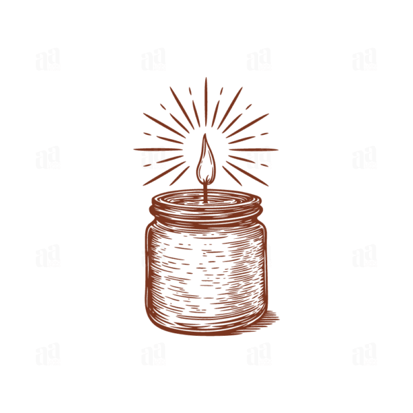 Hand Drawn Candle In The Jar Illustration, homeware vector illustration.