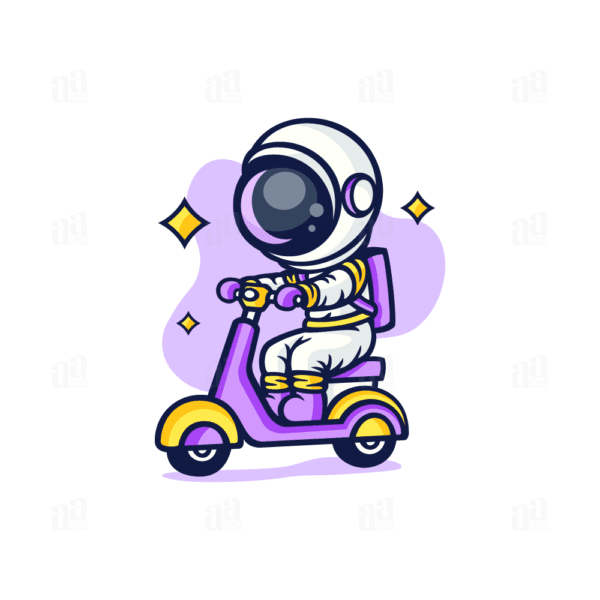 Cartoon Astronaut Ride Scooter Illustration, mascot vector illustration.