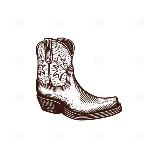 Vintage Hand Drawing Cowboy Shoes, fashion vector illustration.