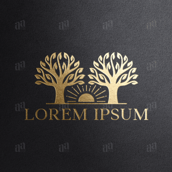 Sleek and modern Twins Oak Tree Logo, premium logo.